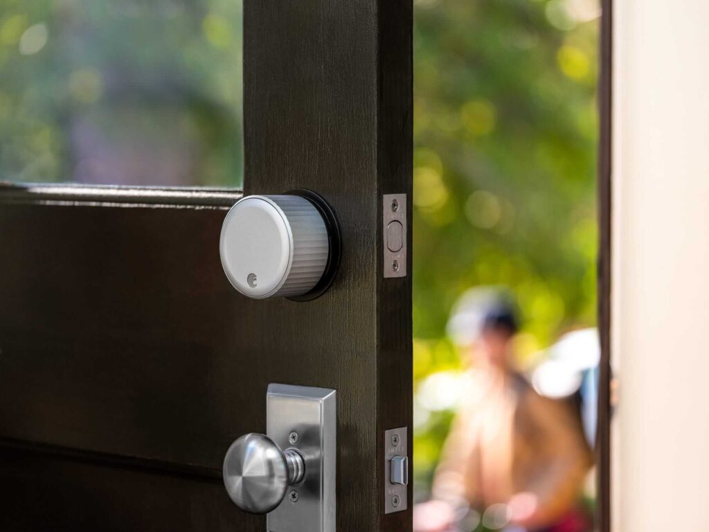 August Wi-Fi Smart Lock, door that is partially open