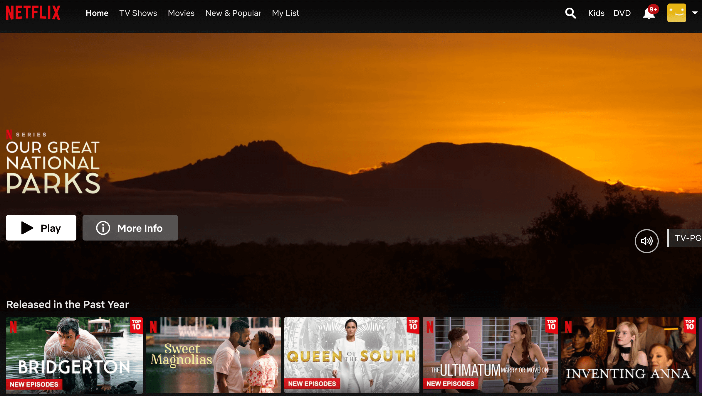 Netflix home page April 2022