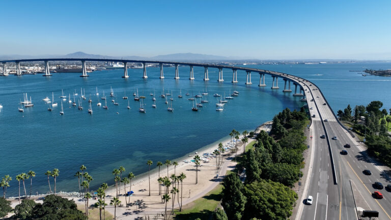 Conorado Bay Bridge At San Diego In California United States. Famous Coast City. Harbor Island. Conorado Bay Bridge At San Diego In California United States.