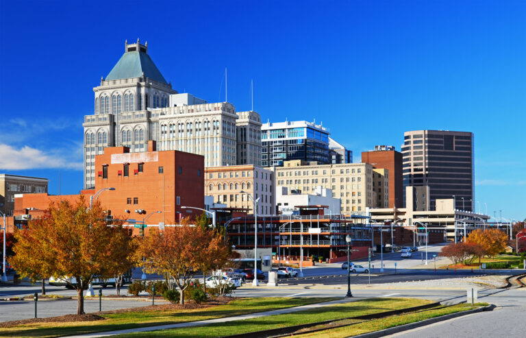 Greensboro downtown skyline at Autumn.