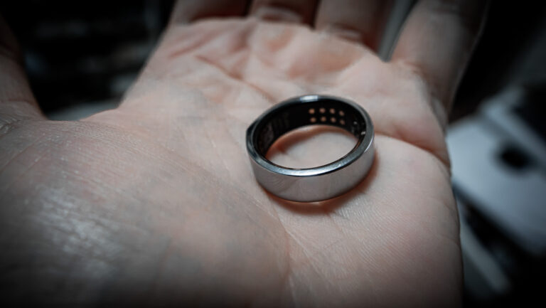 Oura Ring in palm of hand