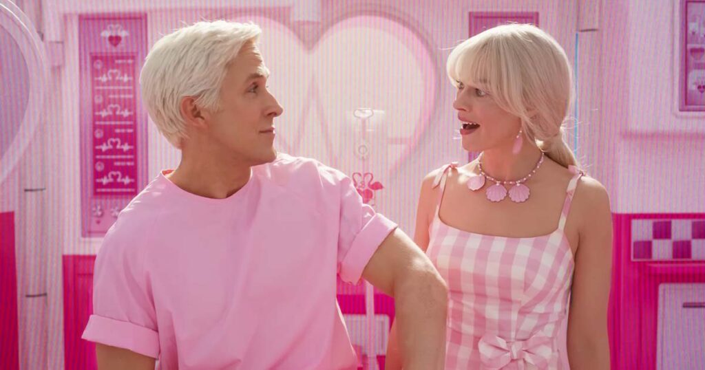 Margot Robbie and Ryan Gosling in Barbie (2023) as Barbie and Ken