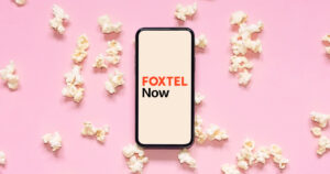 Foxtel Now logo on a smartphone