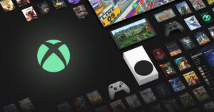 Xbox Game Pass logo next to various Xbox Games and hardware